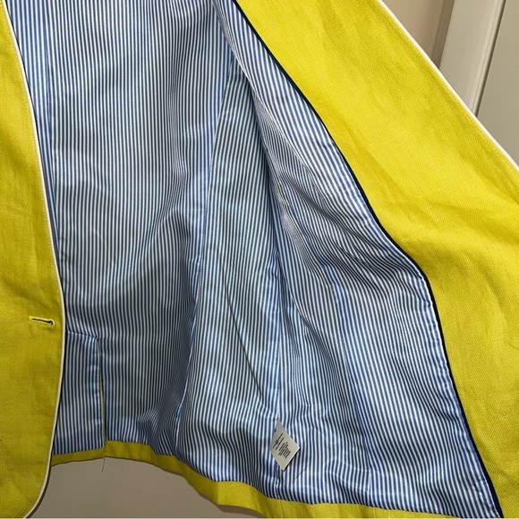 Talbots Aberdeen Linen Chartreuse Classy MatureCoastal Grandma Blazer Size 10 - Picture 8 of 13